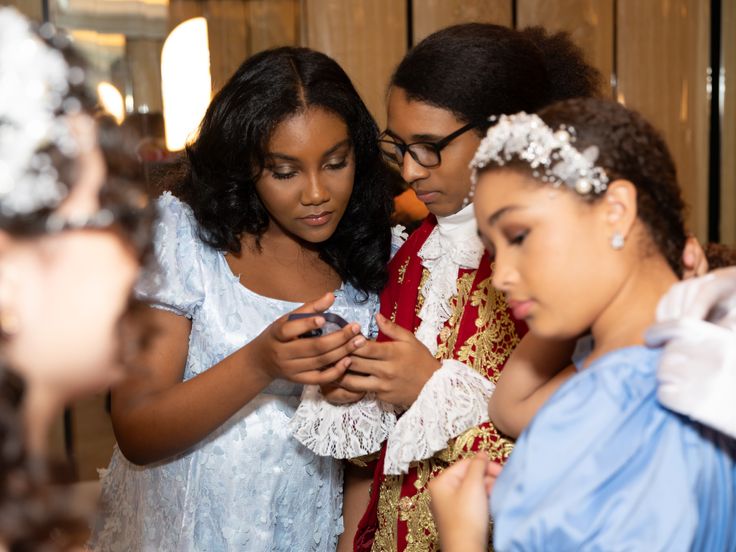 Students Neriah, Ellem and Issys prepare for HSA's 60th Anniversary Gala held at Manhattan's Ziegfeld Ballroom in New York on Monday, May 20, 2024.