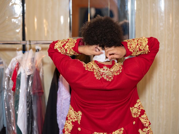 A student prepares for HSA's 60th Anniversary Gala held at Manhattan's Ziegfeld Ballroom in New York on Monday, May 20, 2024.