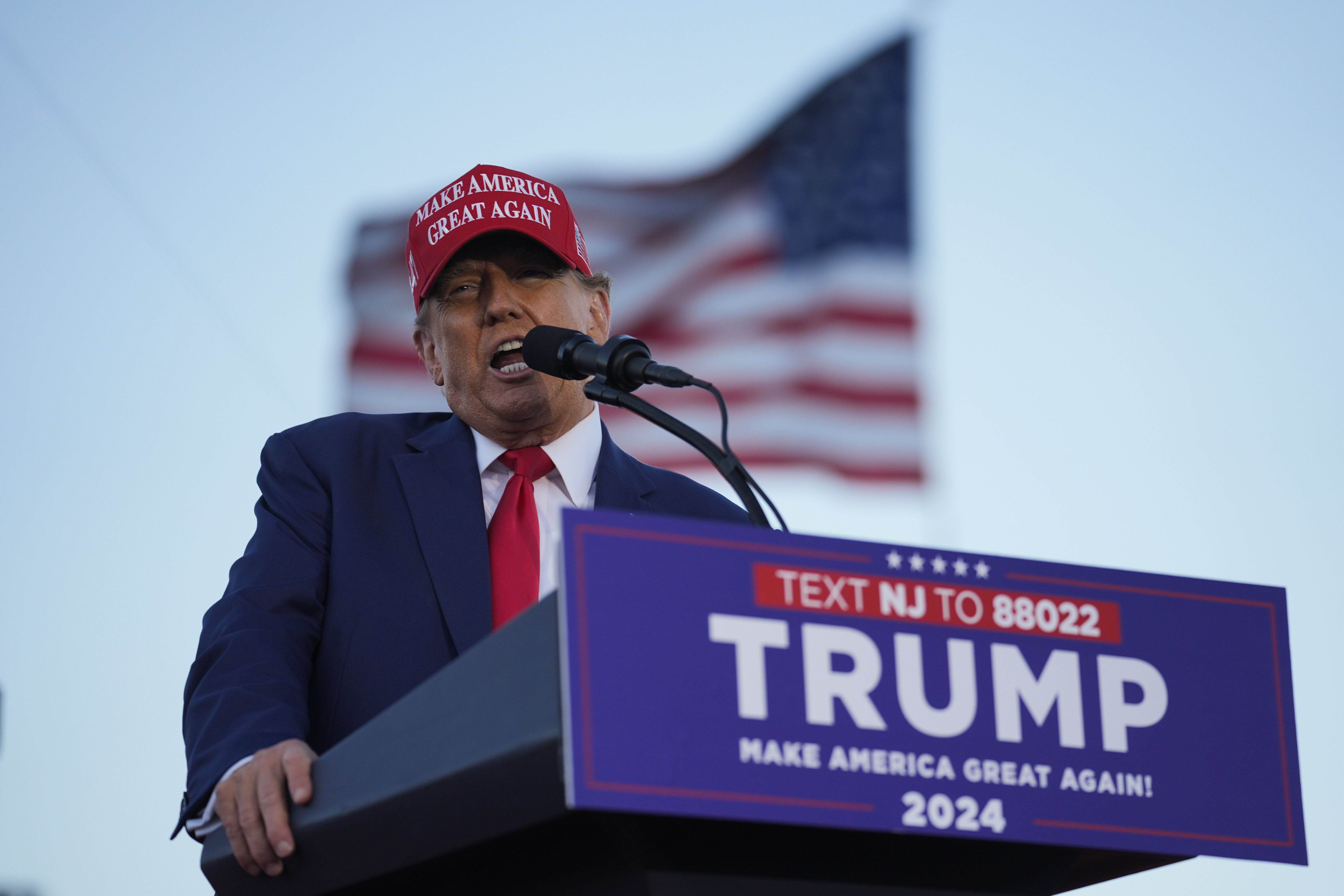 Republican presidential candidate, former President Donald Trump speaks at a campaign rally in Wildwood, N.J., Saturday, May 11, 2024. (AP Photo/Matt Rourke)