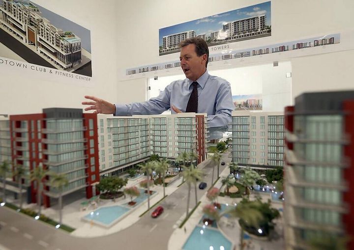 Sergio Pino, the president, CEO and founder of Century Homebuilders Group, at the company's Midtown Doral, Flordia, residential complex sales center.