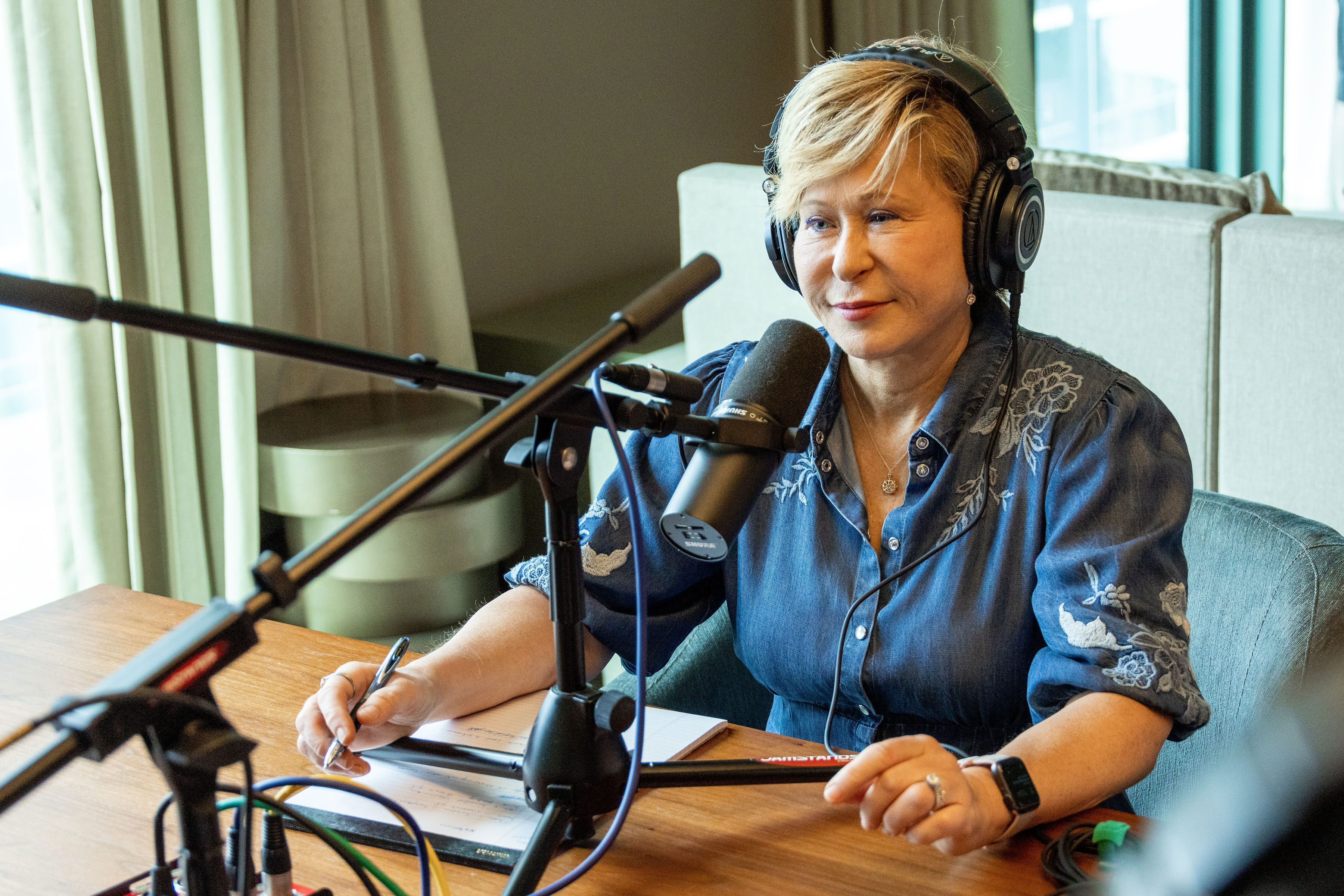 Yeardley Smith, the voice of Lisa Simpson, records her true crime podcast "Small Town Dicks."