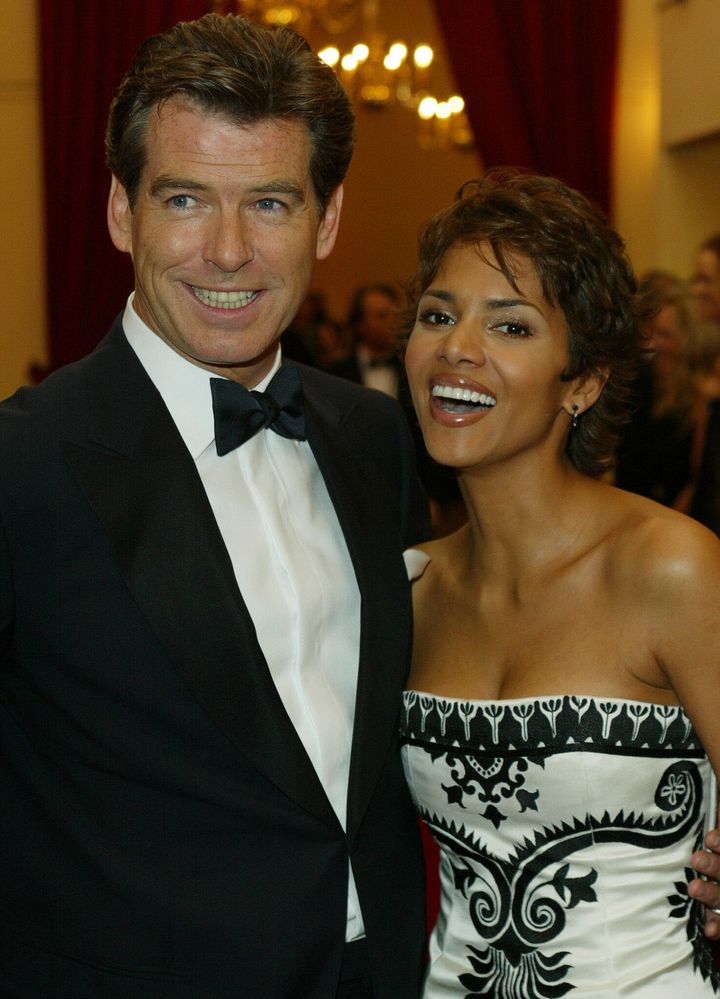 Pierce Brosnan and Halle Berry at the world premiere of "Die Another Day" in London's Royal Albert Hall.