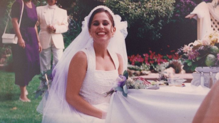 Laci Peterson at her 1997 wedding to Scott Peterson.