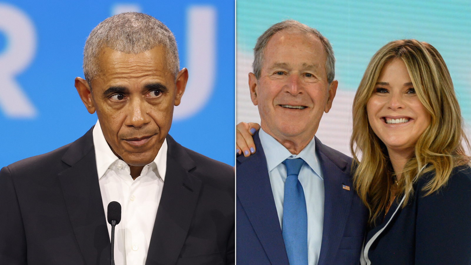 Former President Barack Obama, former President George W. Bush and "Today with Hoda & Jenna" co-host Jenna Bush Hager.