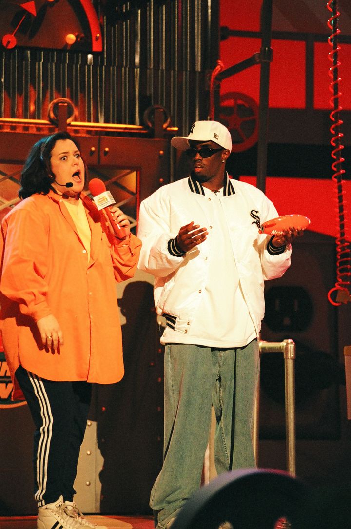 Rosie O'Donnell and Sean “Diddy” Combs during the 1998 Kids’ Choice Awards.