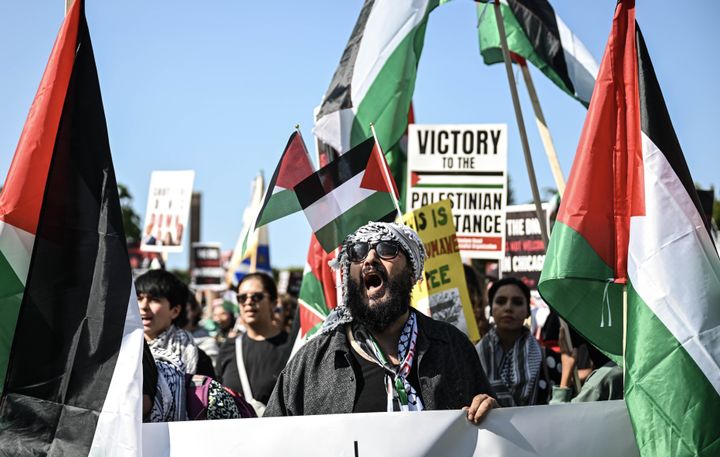 As pro-Palestinian demonstrators marched in Chicago in August, the Harris campaign declined requests to let a Palestinian American speak at the Democratic National Convention.