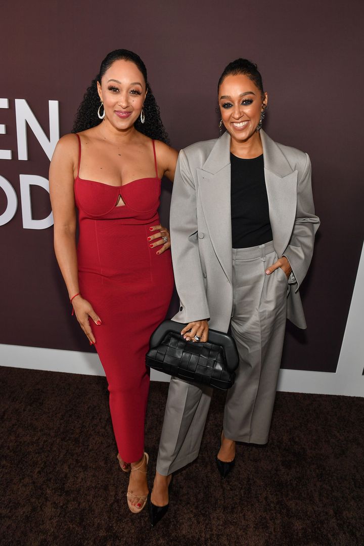 Tamera Mowry-Housley and Tia Mowry are photographed together on March 7, 2024 in Los Angeles, California.