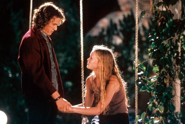 Heath Ledger, left, and Julia Stiles appear in "10 Things I Hate About You."