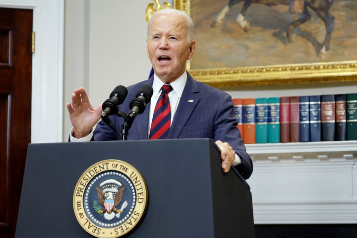 WASHINGTON, DC - OCTOBER 09: U.S. President Joe Biden delivers remarks on Hurricane Milton in the Roosevelt Room of the White House on October 09, 2024 in Washington, DC. Biden delivered an update on Hurricane Milton, urging those in its path to evacuate as the powerful storm is expected to make landfall on the Gulf Coast of Florida overnight. (Photo by Anna Moneymaker/Getty Images)