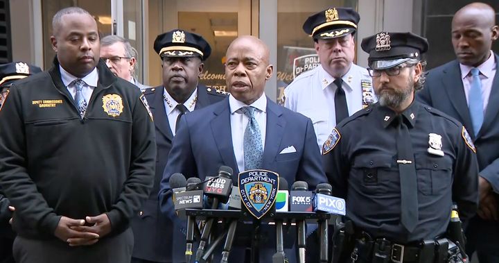 New York City Mayor Eric Adams provides details about three knife attacks in the city on Monday.