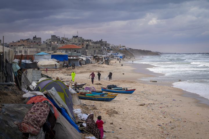 Tents occupied by displaced Palestinians are seen at the beach in Deir al-Balah, Gaza Strip, on Tuesday Nov. 26, 2024.