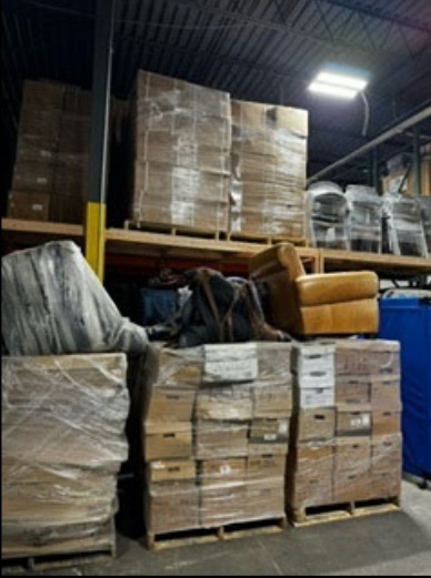 A photo of the interior of a storage facility on New York's Long Island housing some of Giuliani's belongings.