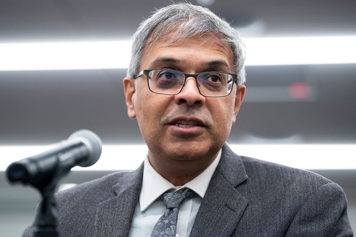 UNITED STATES - NOVEMBER 10: Dr. Jay Bhattacharya speaks during a roundtable discussion with members of the House Freedom Caucus on the COVID-19 pandemic at The Heritage Foundation on Thursday, November 10, 2022. (Tom Williams/CQ-Roll Call, Inc via Getty Images)