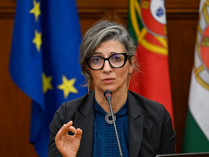 U.N. Special Rapporteur for the occupied Palestinian territories Francesca Albanese delivers opening remarks at a Portuguese Parliament hearing regarding Palestine, on Oct. 3, 2024, in Lisbon, Portugal.