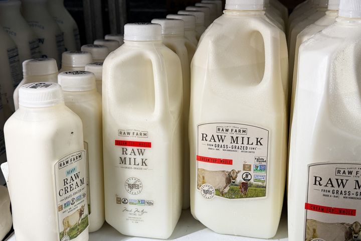 Raw Farm's products on display for sale at a grocery store in Torrance, California.