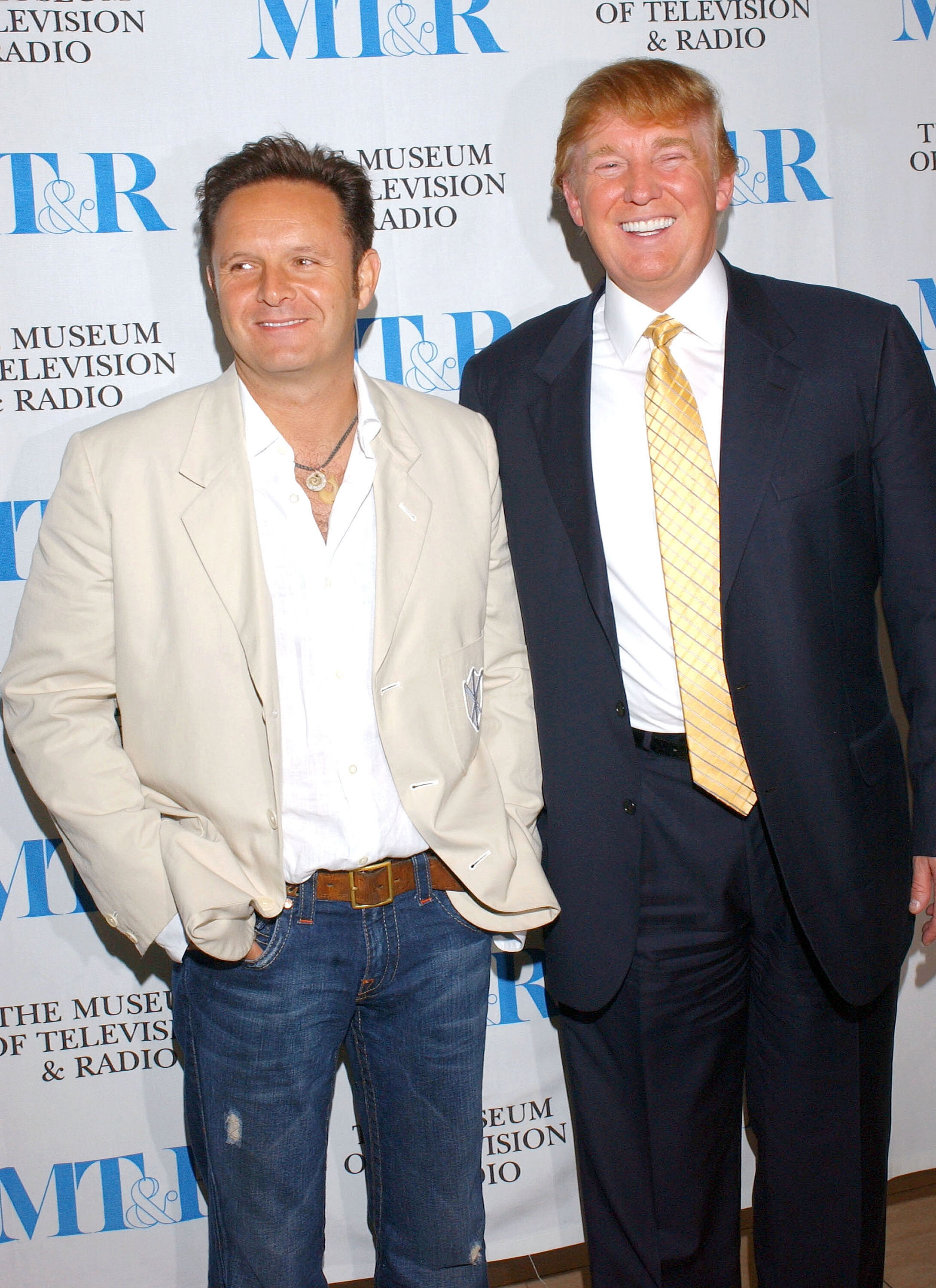 Mark Burnett and Donald Trump appear together in September 2004 in Beverly Hills, California.