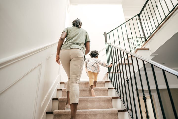 An easy way to get in some movement is a walk up and down the stairs.