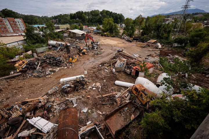 Debris is seen in the aftermath of Hurricane Helene, on Sept. 30, 2024, in Asheville, N.C.