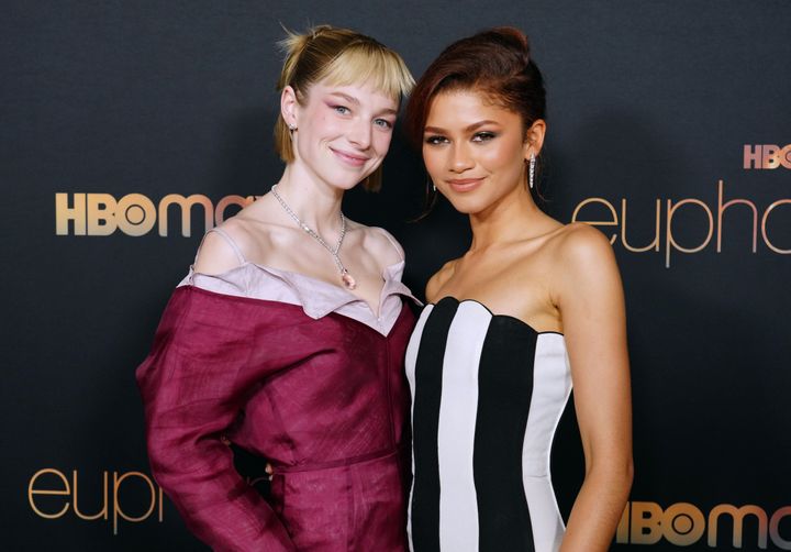 Schafer and her “Euphoria” co-star Zendaya attend a photocall for their HBO series in January.