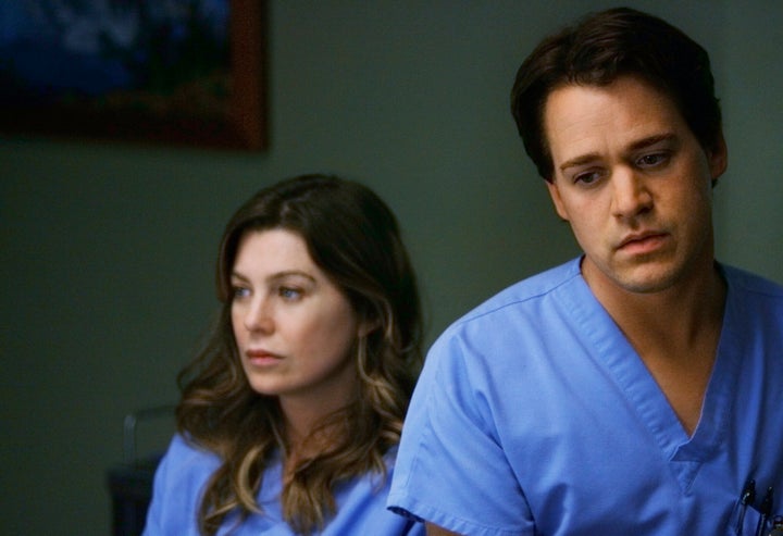 Ellen Pompeo and T.R. Knight on "Grey's Anatomy." 