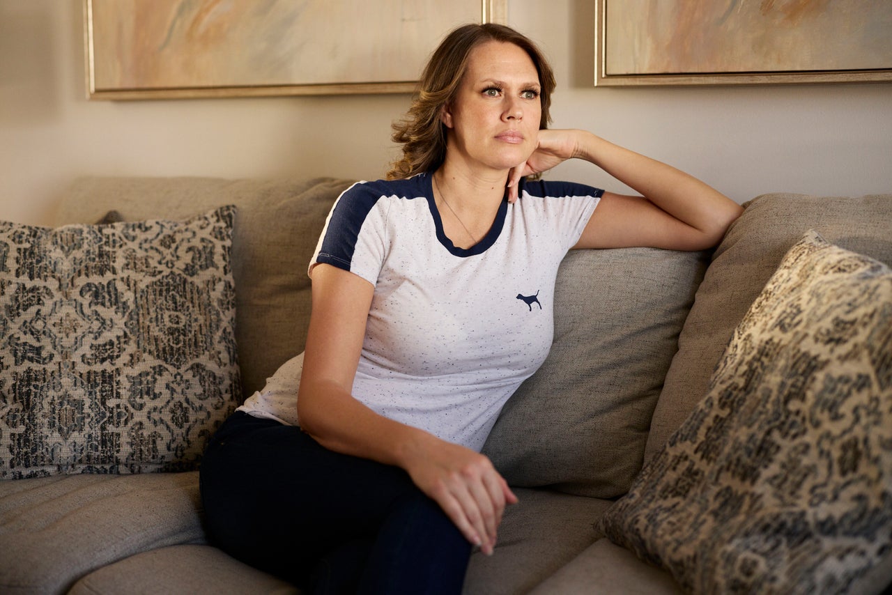 Elana Wells sits for a portrait in her home in Eastlake, Ohio, on Feb. 1.