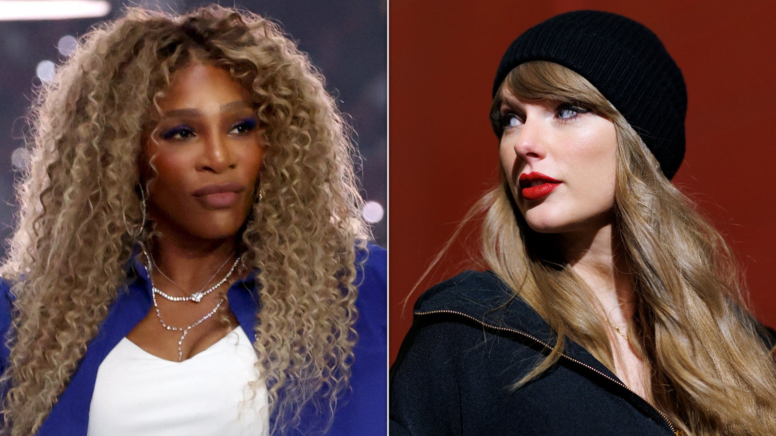 Serena Williams, left, said she'd initially hoped to snag Taylor Swift's autograph for her 7-year-old daughter, Olympia, while they were both at the Super Bowl in February. 