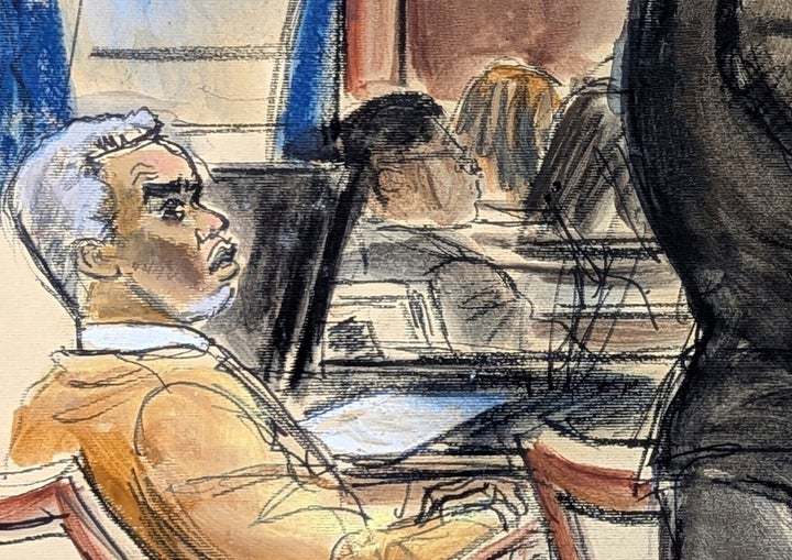 Sean "Diddy" Combs looks on as defense attorney Nicole Westmoreland cross examines Dawn Richard during Combs' sex trafficking and racketeering trial in Manhattan federal court, Monday, May 19, 2025, in New York.