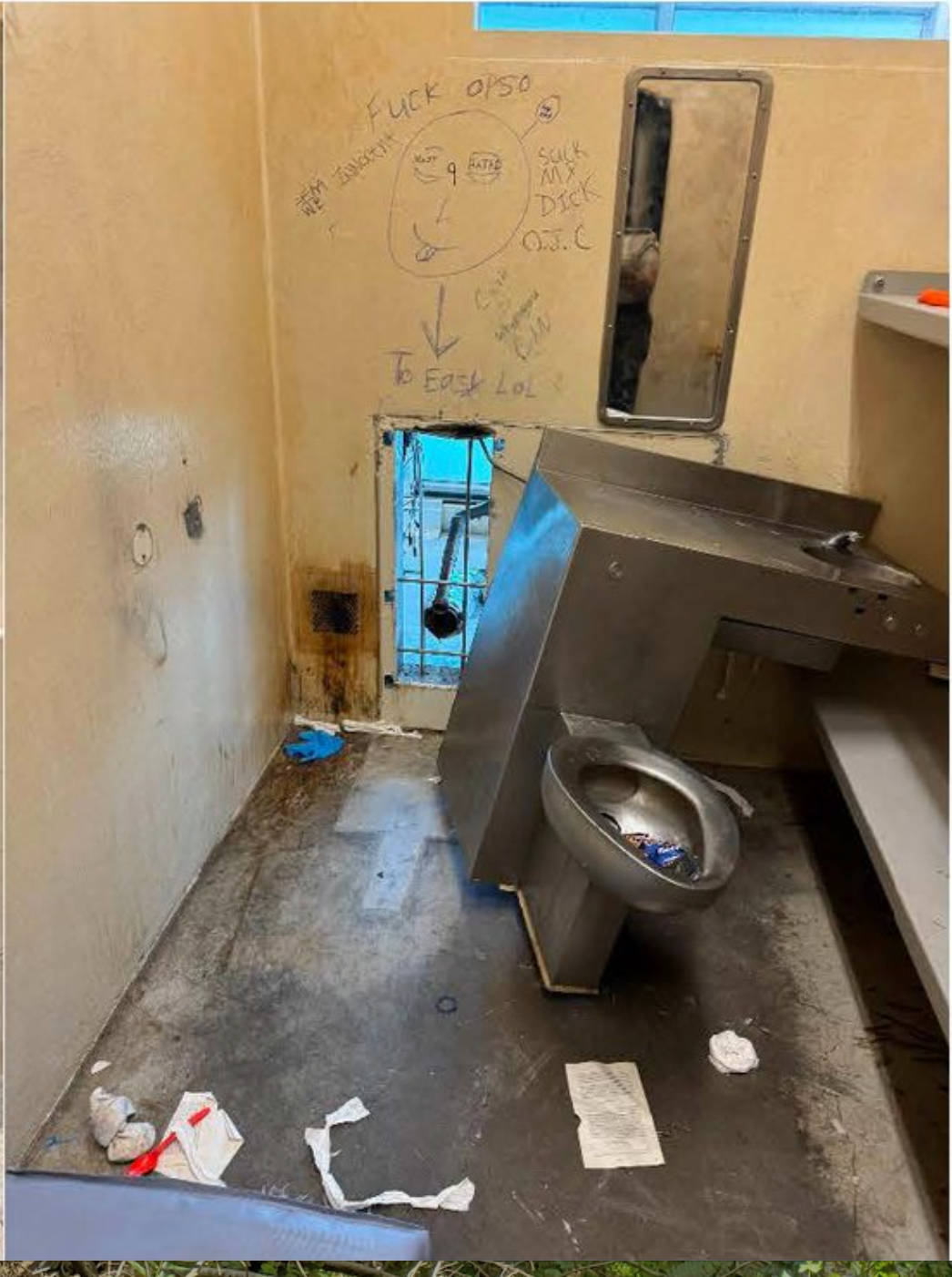 "To [sic] Easy Lol," read a message scrawled above an opening where 10 men escaped from a New Orleans jail.