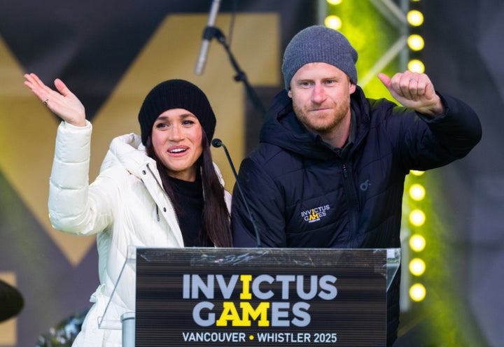 Prince Harry, Duke of Sussex, and Meghan, Duchess of Sussex, attend Day 2 of the 2025 Invictus Games on Feb. 10 in Whistler, British Columbia.