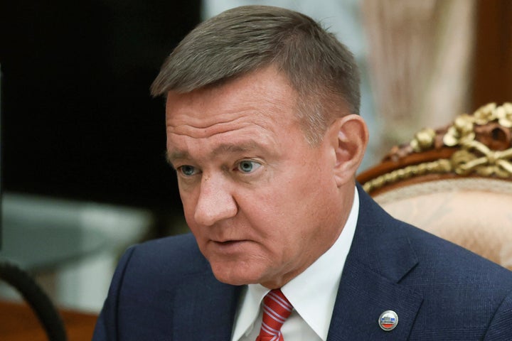 Former Transport Minister Roman Starovoit attends a meeting with Russian President Vladimir Putin at the Kremlin in Moscow, Russia, on Thursday, Jan. 30, 2025.